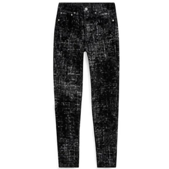 POLO RALPH LAUREN black silver metallic Arye Tompkins skinny cropped pants - Picture 1 of 12